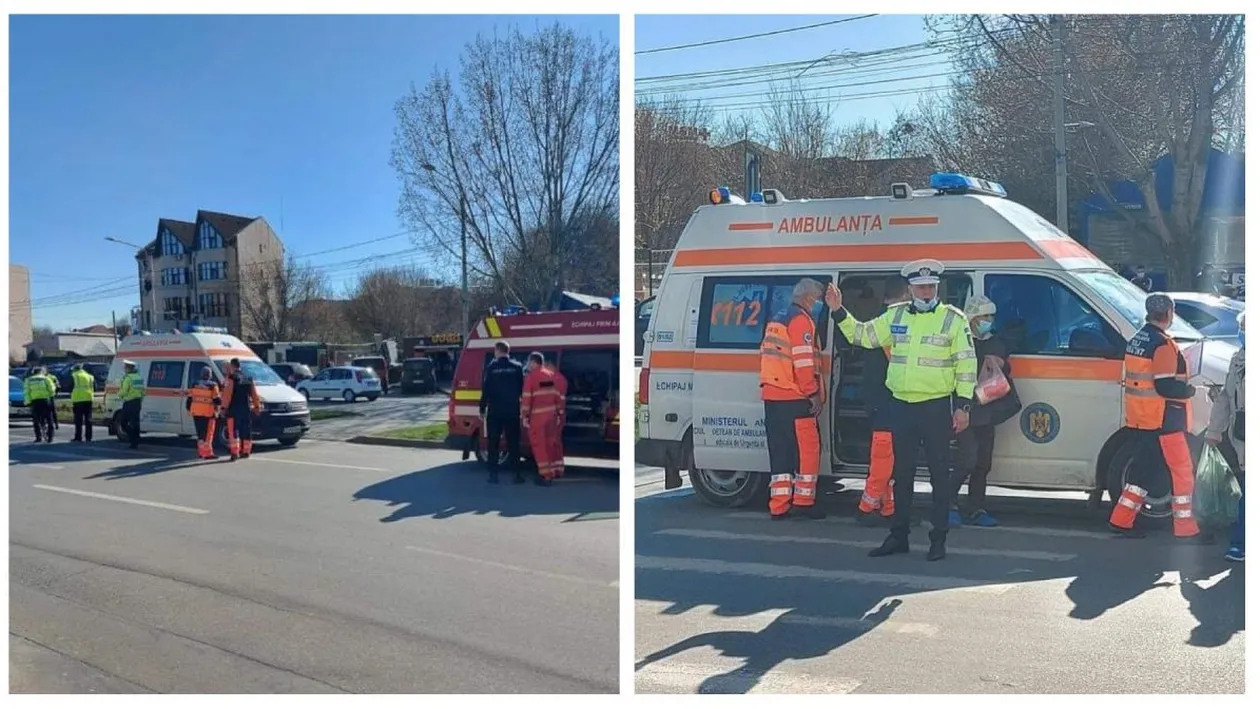 O femeie a fost lovită de o ambulanță pe trecerea de pietoni, în Craiova