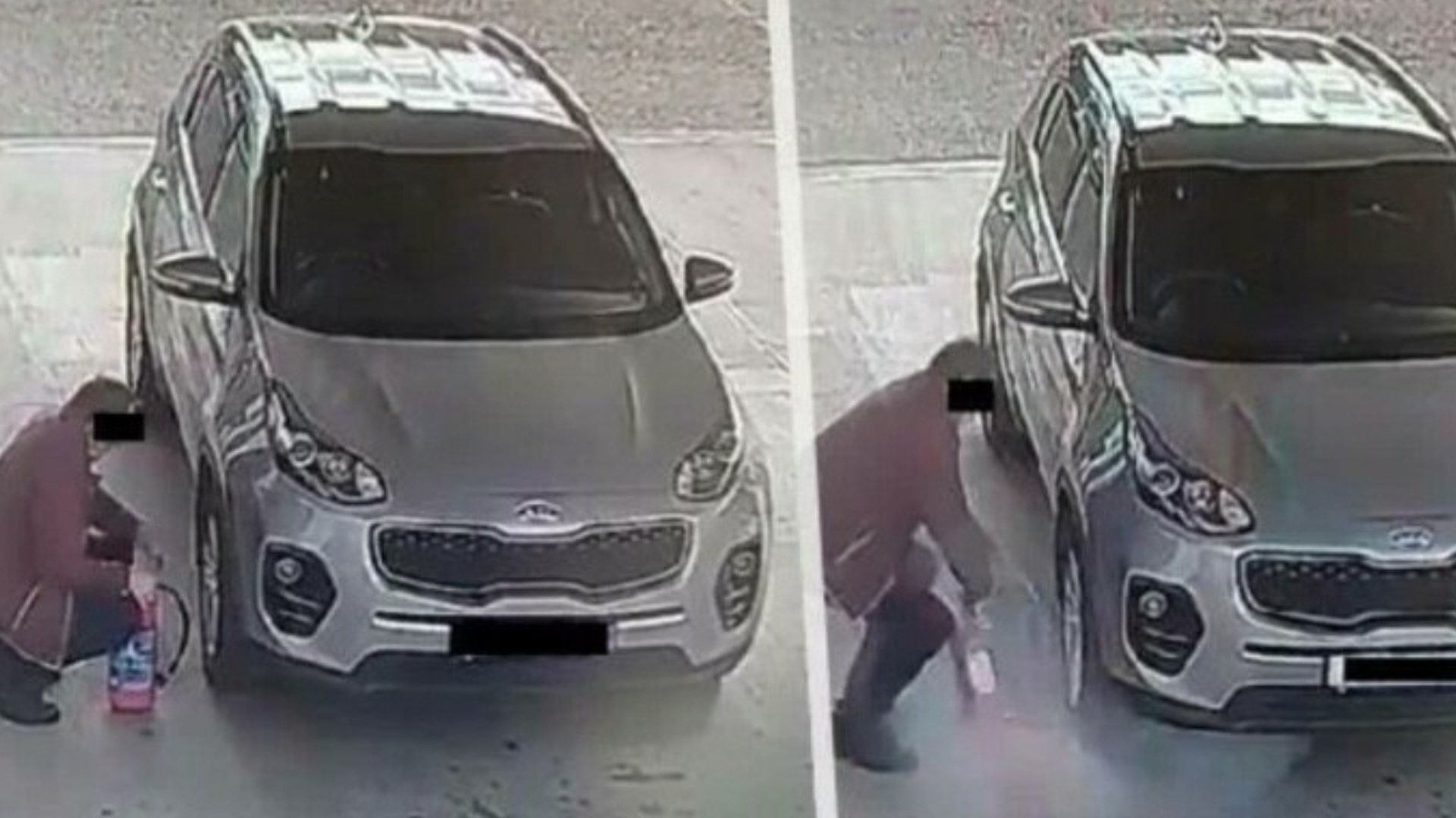 Imaginile surprinse în această benzinărie au devenit virale! Cum a încercat un șofer să își umfle roata cu stingătorul de incendiu 