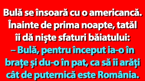 BANC | Bulă se însoară cu o americancă