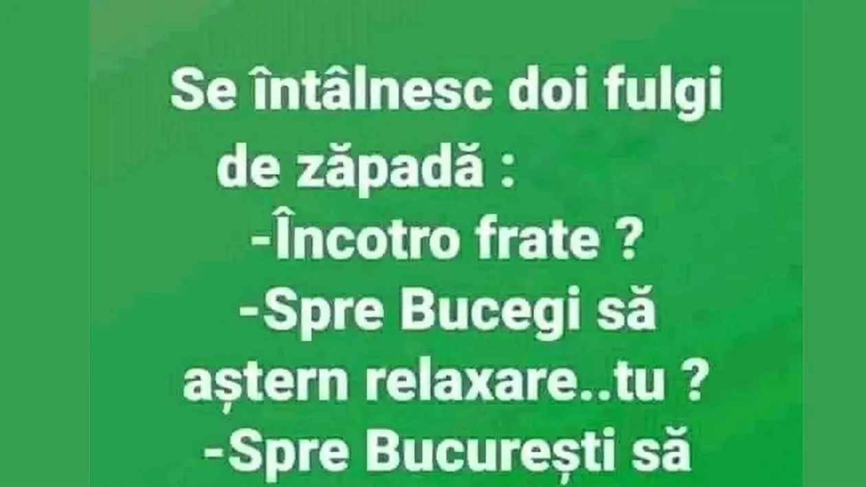 Bancul de vineri | Se întâlnesc doi fulgi de zăpadă: Încotro, frate?