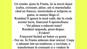 BANC | Ajuns în Franța, un român își ia micul dejun: cafea, croissant, pâine, unt și marmeladă