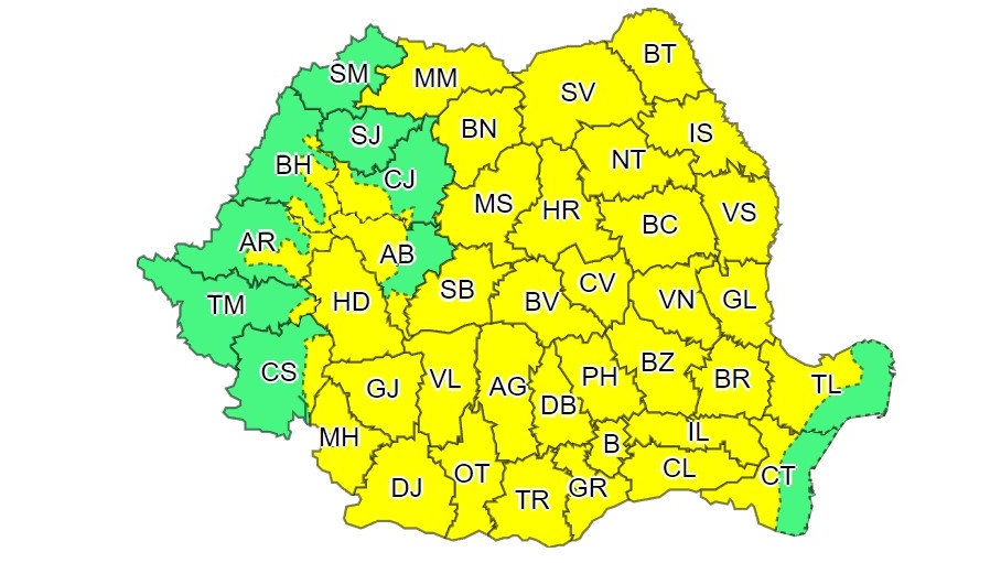 Alertă de Cod Galben în România. Meteorologii ANM au făcut anunțul