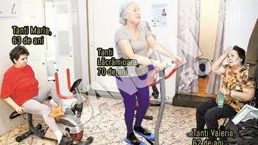 Pensionarele din Suceava au descoperit sala de gimnastica. Atentie, pedaleaza bunica!