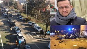 Jale și durere pe străzile din Bistrița. Andrei, tânărul care a murit zdrobit de un stâlp de beton, a fost condus de la morgă la capelă