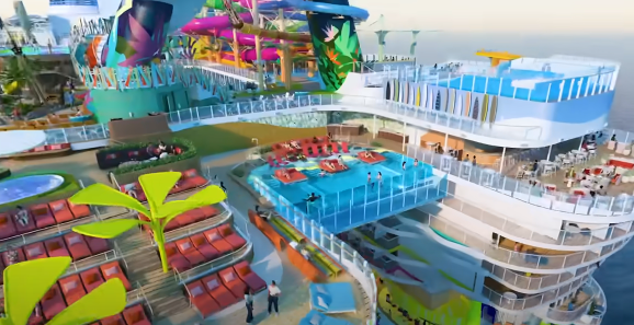 Cum arată cea mai mare navă din lume, Icon of the Seas. Depășește de 5 ori Titanicul și va găzdui aproape 8.000 de oameni