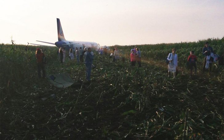 Imagini dramatice filmate din avionul care a aterizat forțat într-un lan de porumb VIDEO