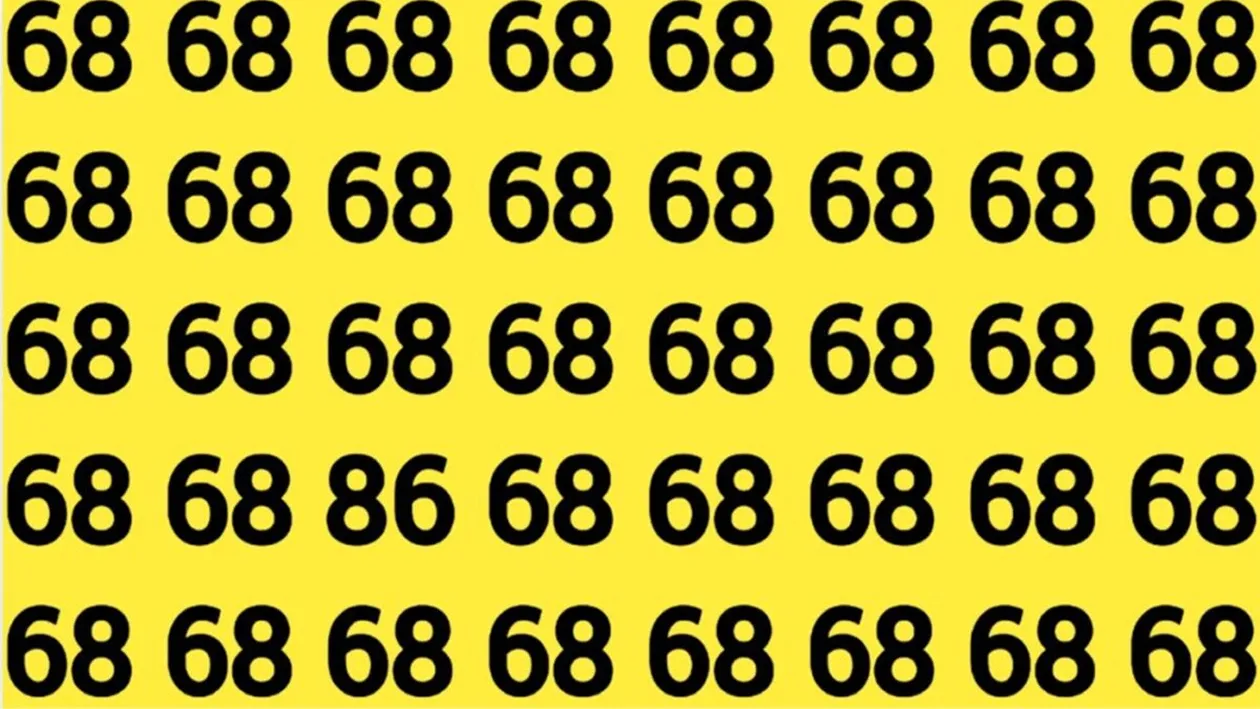 Test de logică | Nu toate numerele din această imagine sunt 68. Găsiți-l pe singurul diferit!