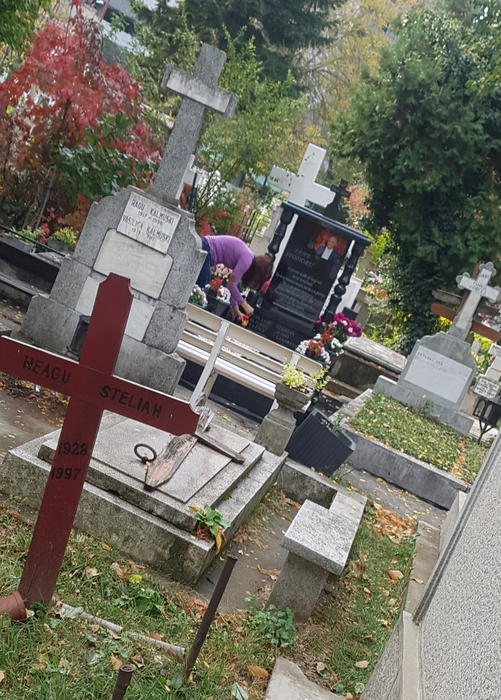 Elena, văduva lui Fane Spoitoru, merge des la mormântul soțului