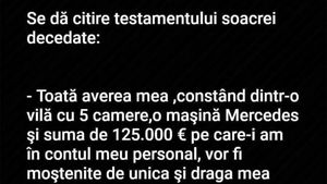 BANCUL ZILEI | Testamentul soacrei