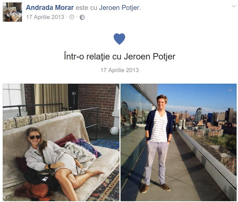 Cu mai puţin de o lună înainte de logodnă, Andrada anunţa că este într-o relaţie cu olandezul