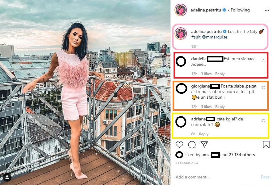 Adelina Pestrițu a cedat în fața criticilor dure făcute de un internaut! Reacția vedetei nu a trecut neobservată de unii dintre fani
