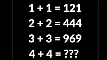 Test IQ exclusiv pentru genii | Dacă 1+1=121, 2+2=444 și 3+3=969, cât este 4+4?