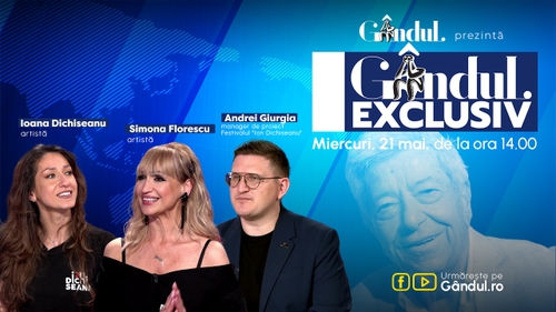 Gândul Exclusiv prezintă ”Raiul cultural” miercuri, 21 mai, de la ora 14.00, live pe Gândul. Invitați: Ioana Dichiseanu, Simona Florescu și Andrei Giurgia