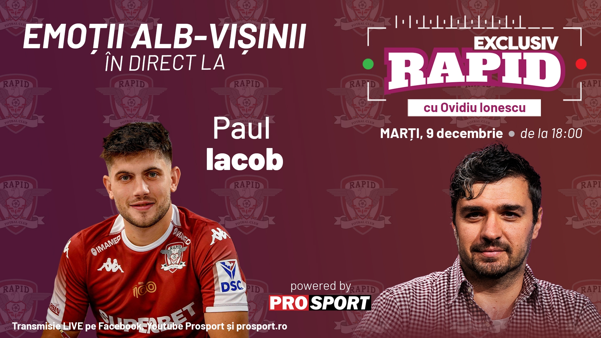 Rapid e pe locul 1 în liga 1 înainte de meciurile cu Otelul și FCSB, iar Paul Iacob vine astăzi la "EXCLUSIV RAPID", în direct pe YouTube - ProSport, de la 18:00