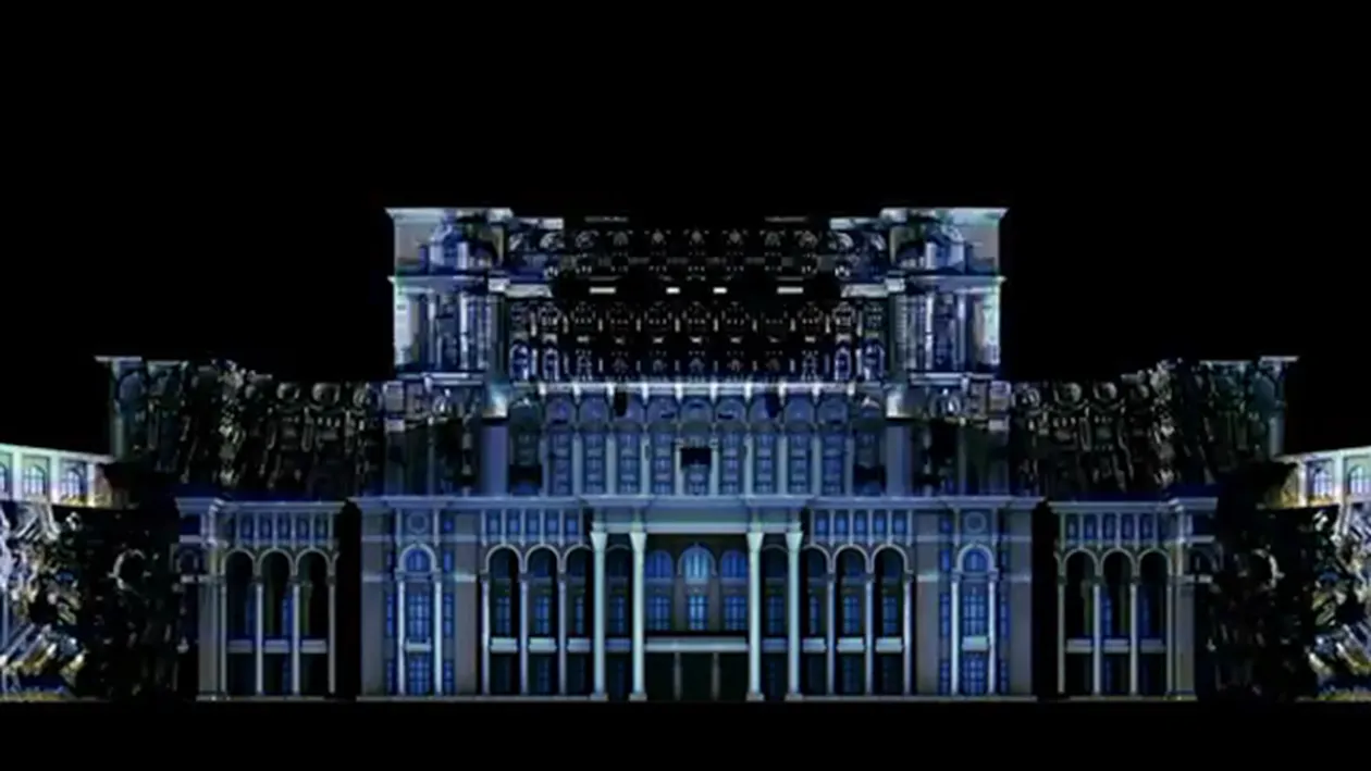 iMapp Bucharest 555 - proiectii pe Palatul Parlamentului. Spectacol de sunet, culoare si lumini
