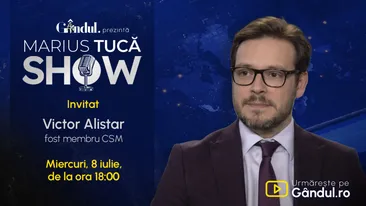 Marius Tucă Show începe miercuri, 8 iulie, de la ora 18.00, live pe Gândul. Invitat: Victor Alistar