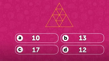 Test IQ exclusiv pentru genii | Câte triunghiuri sunt, în total: 10, 12, 13 sau 17?