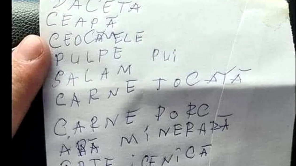 Lista de cumpărături a unui român a devenit virală: Apă minerară, detecet manular, îrte icenică