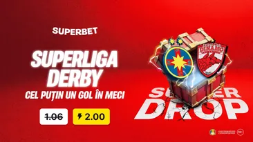 (P) Super Drop marca Superbet la Marele Derby: cotă 2.00 pentru un gol marcat!