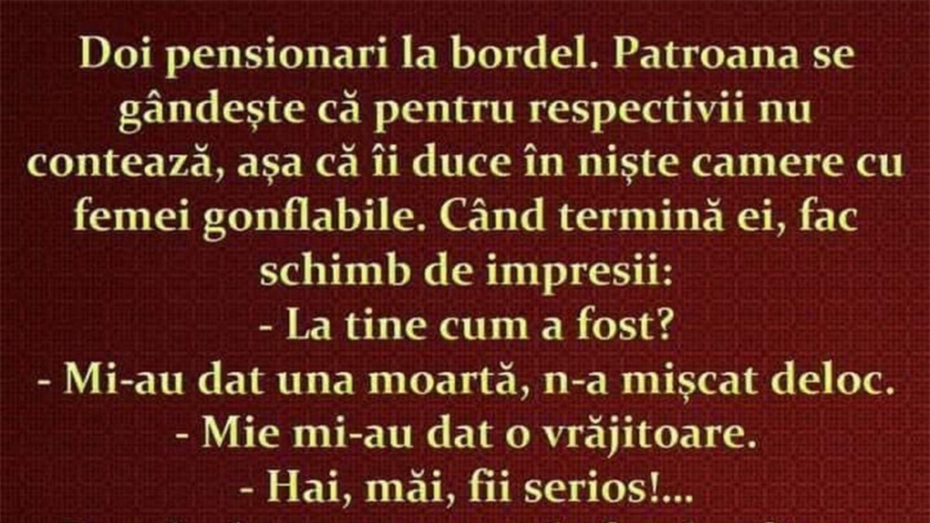 BANCUL ZILEI | Doi pensionari, la bordel