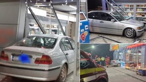 Angajații unui PECO din Vâlcea au trăit spaima vieții! Un șofer a intrat cu BMW-ul direct în benzinărie: „Erau beți, râdeau”