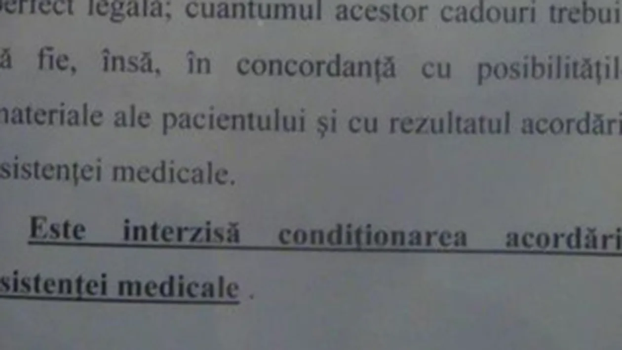 Afis intr-un spital de copii din Cluj: Primirea de donatii sau cadouri de la pacienti este legala