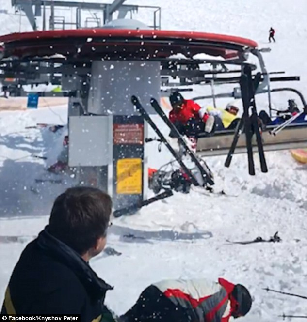 FOTO. Momente de groază într-un teleski scăpat de sub control. Turiștii au fost aruncați în toate direcțiile!