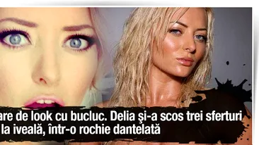 Schimbare de look cu bucluc. Delia si-a scos trei sferturi din sani la iveala, intr-o rochie dantelata