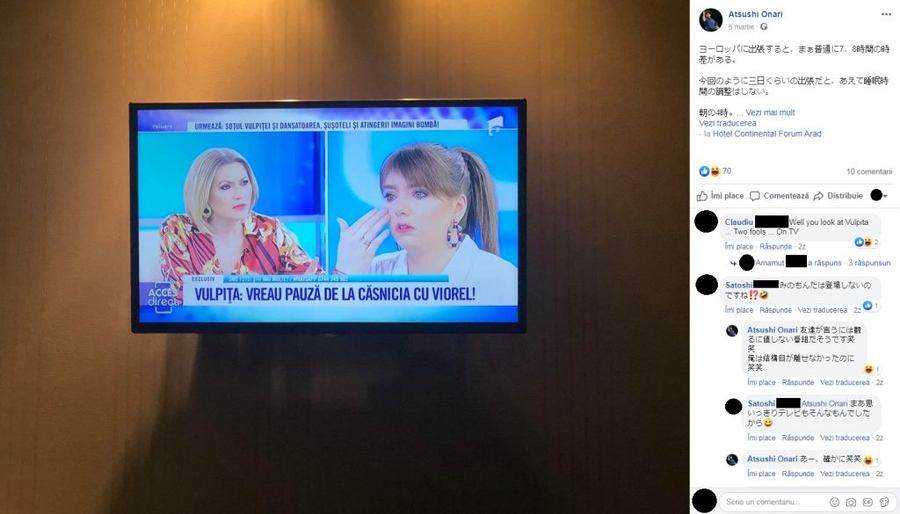 Atsushi Onari i-a criticat pe Vulpiţa şi soţul ei într-o postare făcută publică © Facebook