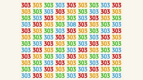 TEST IQ | Nu toate numerele din această imagine sunt 303. Găsiți-l pe cel diferit!