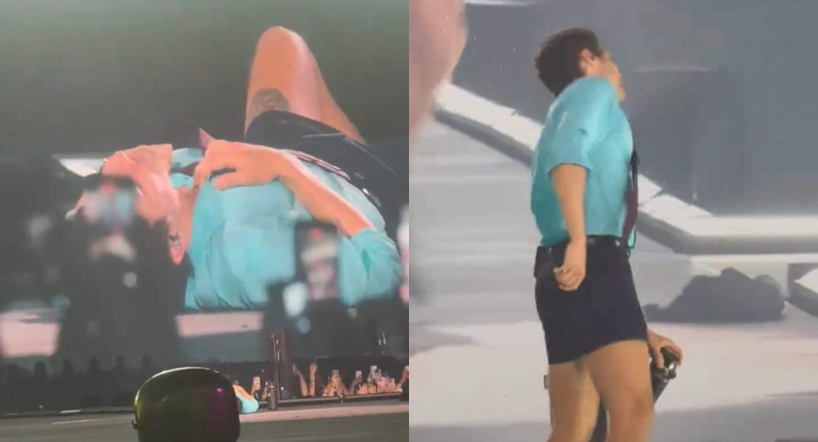 Harry Styles s-a prăbușit pe scenă, după ce s-a înecat cu apă în timpul unui concert