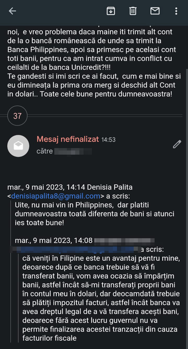 Cele două s-au ”încins” pe mail
