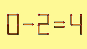 Test IQ cu chibrituri | Mutați un singur băț, pentru a corecta 0 - 2 = 4