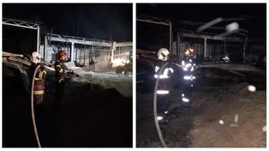 Incendiu devastator în Argeș! Timp de 7 ore, salvatorii s-au luptat cu flăcările violente care au cuprins o hală