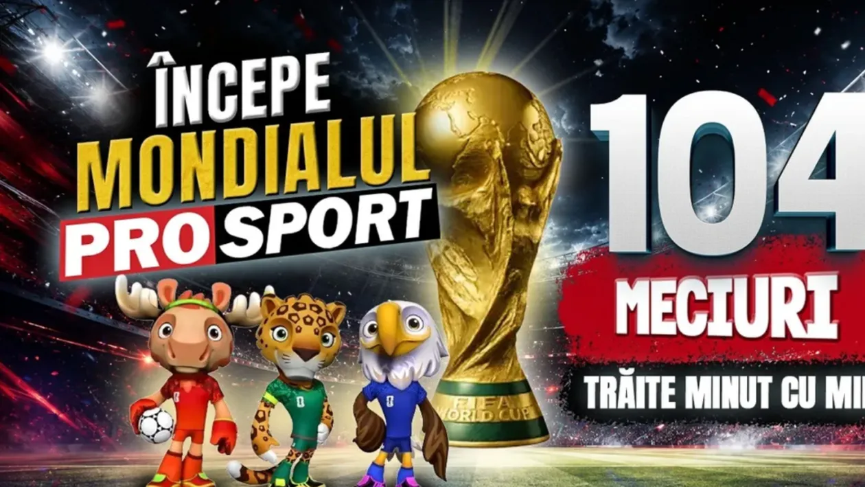 CM 2026 Începe Mondialul ProSport! 104 meciuri trăite minut cu minut și analizate de fotbaliști și antrenori de top, 44 de zile cu materiale de colecție, eroi și povești de neuitat într-o experiență integrată unică pe piața media din România!