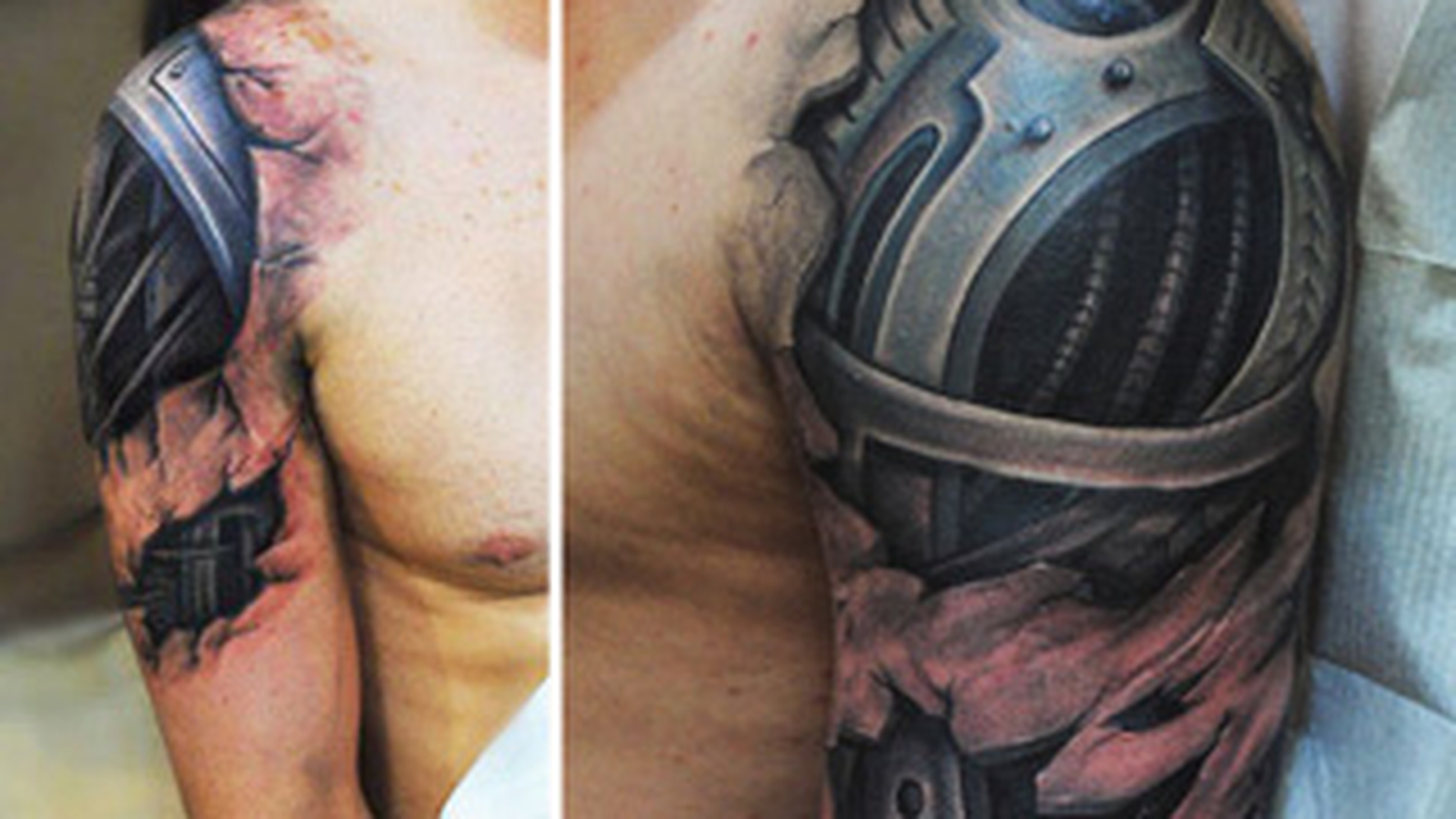 Schelete bionice si carne sfasiata! Tatuaje socant de realiste: ti-ai face asa ceva pe piele?