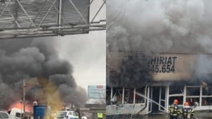 Incendiu puternic pe Iuliu Maniu din București. 8 autospeciale au intervenit pentru stingerea flăcărilor