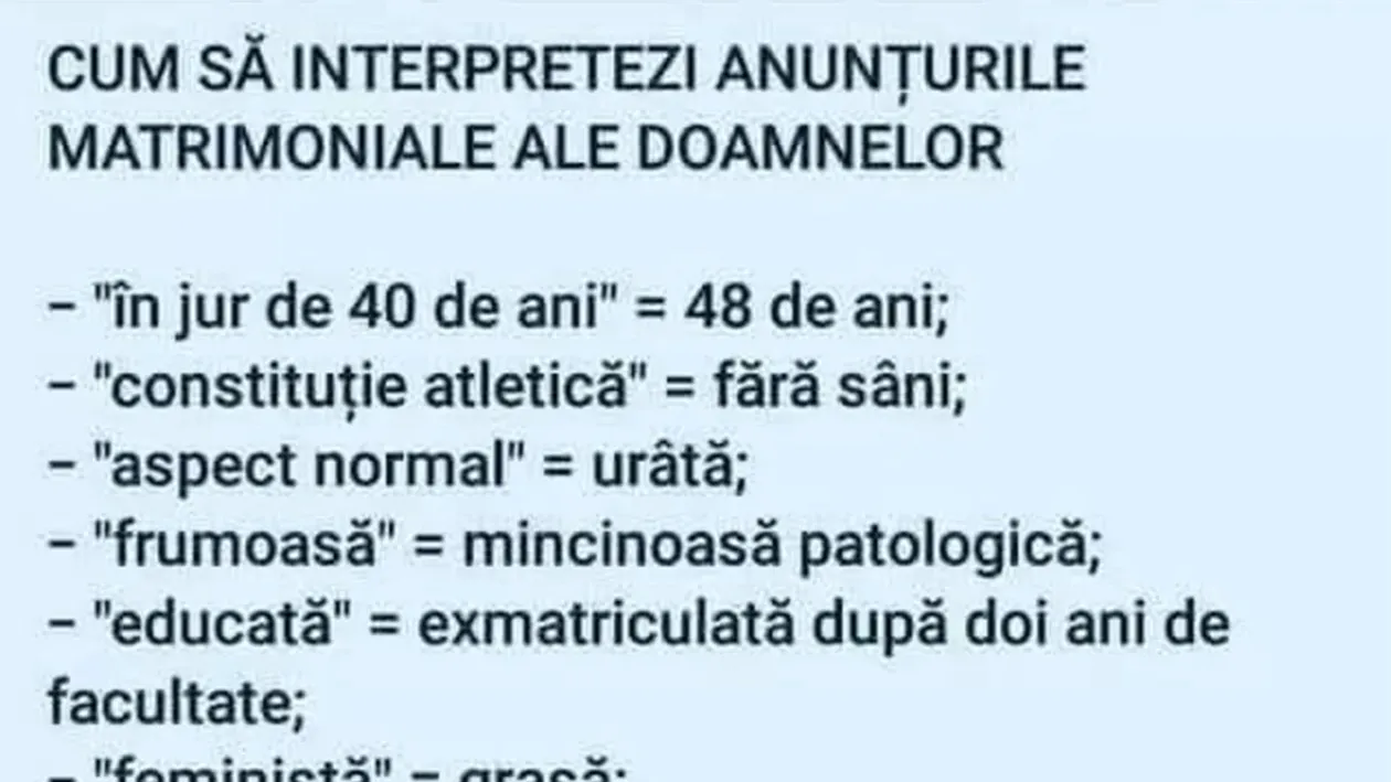 BANC | Femeile și anunțurile matrimoniale