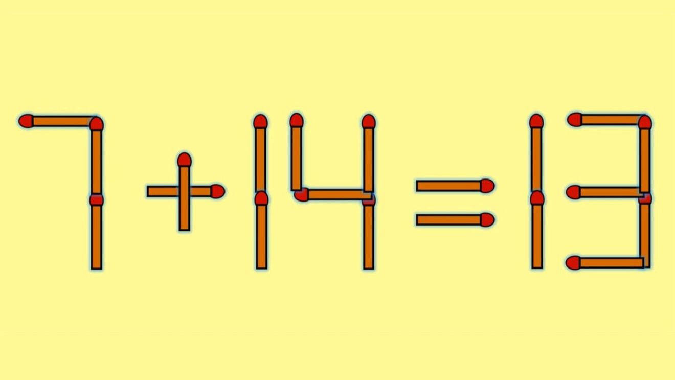 Test de inteligență | Mutați un singur chibrit pentru a corecta 7 + 14 = 13
