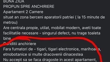 Cum a încercat un proprietar din București să își închirieze apartamentul: Nu accept să se facă dragoste, deoarcece soțul meu..
