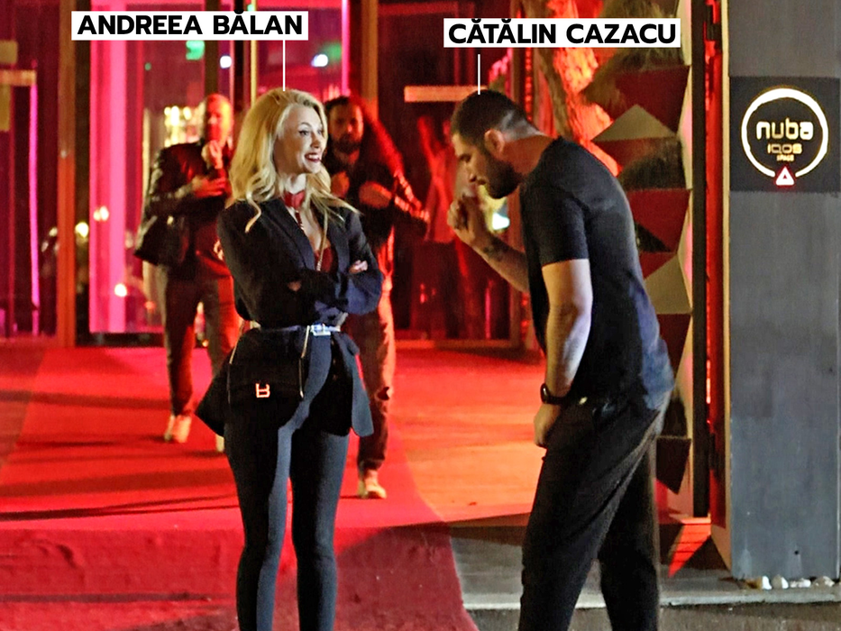 Cătălin Cazacu o conduce afară pe Andreea Bălan (SURSA FOTO: CANCAN.RO)