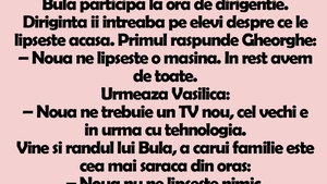 BANC | Bulă, la ora de dirigenție. Profesoara îi întreabă pe elevi despre ce le lipseşte acasă