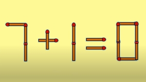 Test IQ cu chibrituri | Corectați 7 + 1 = 0, mutând un singur băț