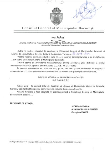 Gafa monumentală făcută de Gabriela Firea, înainte să îi acorde titlul de cetățean de onoare lui Cornel Dinu! Ce a fost scris pe referatul de aprobare la funcția fostului selecționer