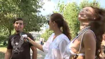 A patrulat pe strazile din Capitala in sutien! Ce vedeta din Romania i-a lasat pe bucuresteni cu gura cascata