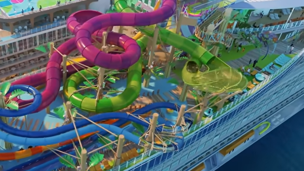 Cum arată cea mai mare navă din lume, Icon of the Seas. Depășește de 5 ori Titanicul și va găzdui aproape 8.000 de oameni