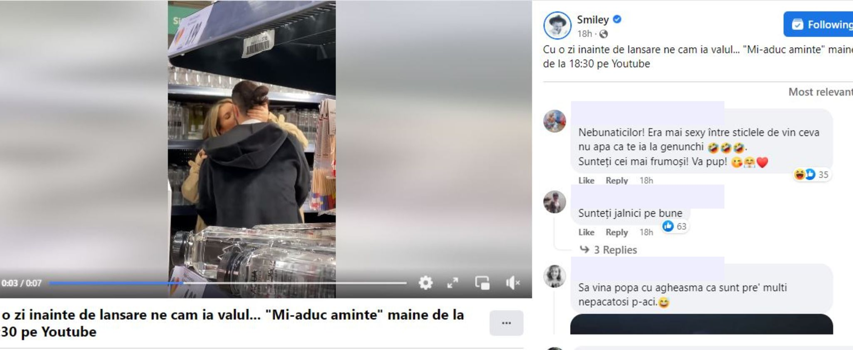 Gina Pistol şi Smiley, surprinşi în ipostaze intime! I-a “apucat dragostea” într-un magazin. Oamenii au luat foc: “Acasă nu aveţi timp?”