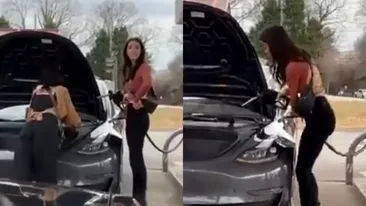 Râzi cu lacrimi! Ce au pățit doua femei, după ce au încercat sa alimenteze o Tesla cu benzină
