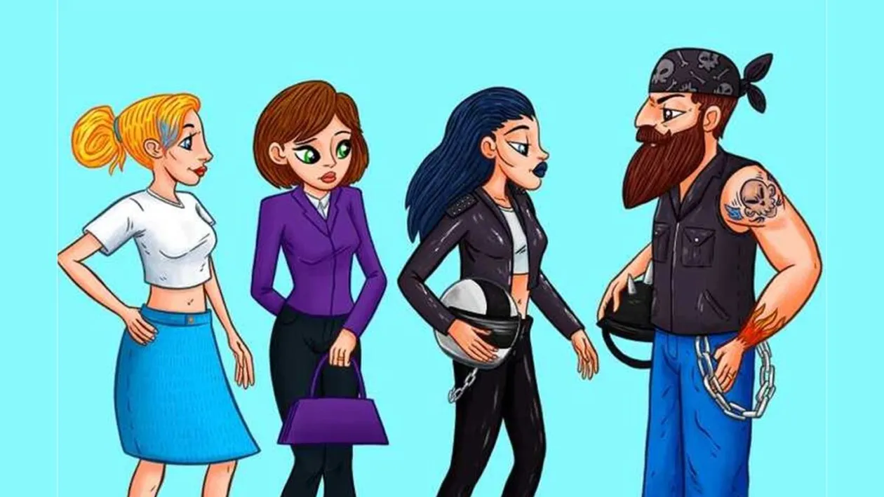 Test IQ exclusiv pentru genii | Una dintre aceste 3 femei este măritată cu bărbatul din imagine. Care?