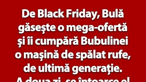 BANC | Bulă îi cumpără Bubulinei o mașină de spălat rufe, de Black Friday